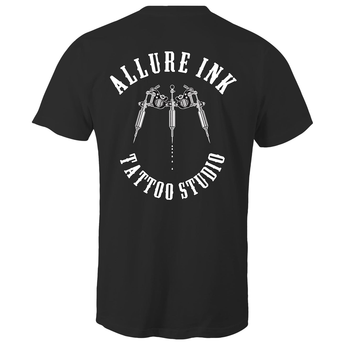 Allure 3 gun pocket logo with Allure ink circle banner on back.